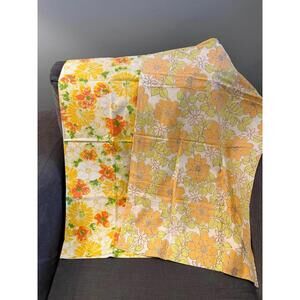 2 Vintage Floral Fabric pillow cases- Yellow Orange Green Patterns